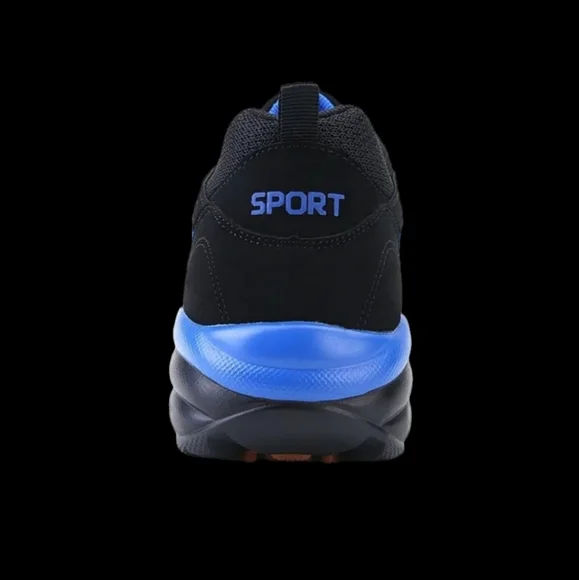 NWOT Men's US 6.5 Casual Fashion Sport Tennis Shoes, Black & Blue - Picture 7 of 9